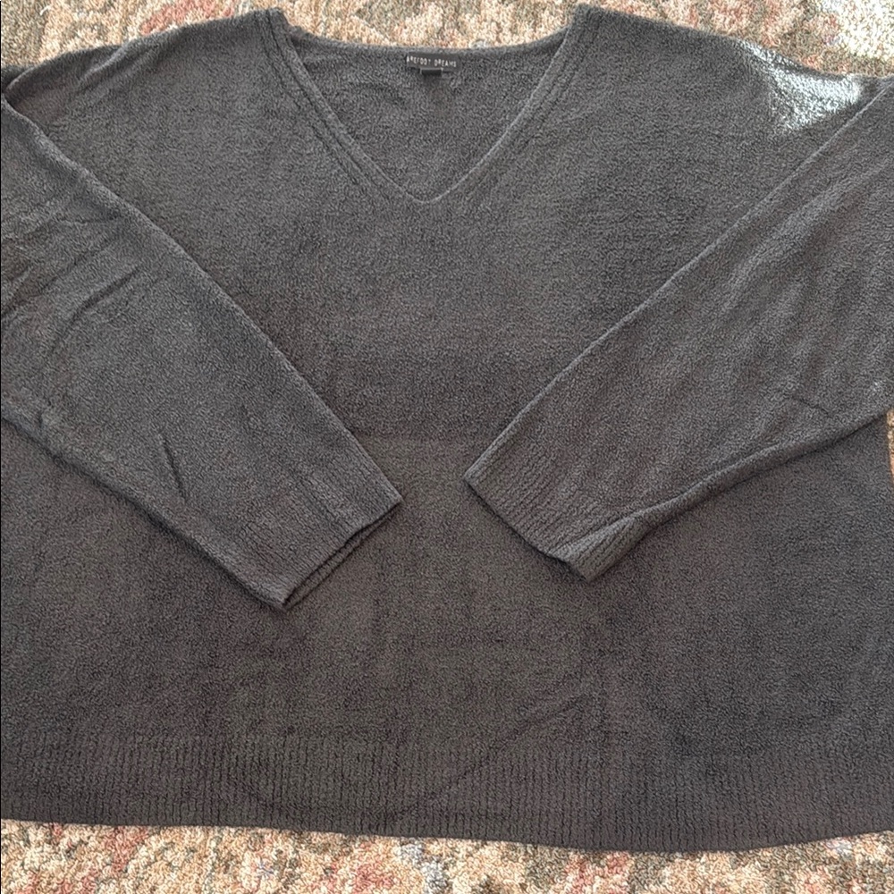 Barefoot dreams v neck pull over sweater womens size 3X tall oversized look